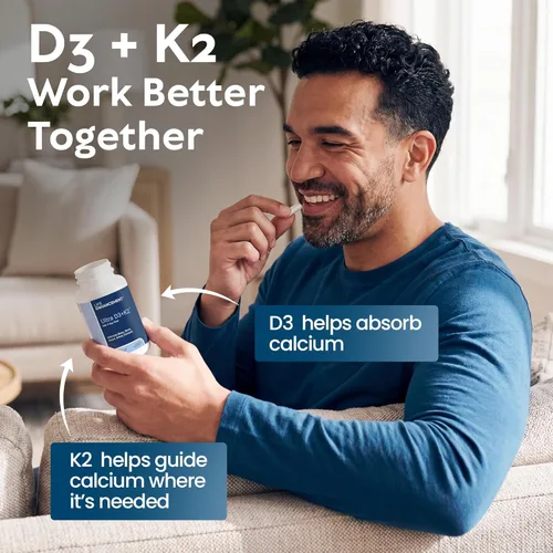 Miniatura 7 de Life Enhancement Vitamina D3 K2 2000iu apoya la salud muscular y cerebral - Suplemento D3 K2 ayuda en el apoyo inmunológico y cardiovascular