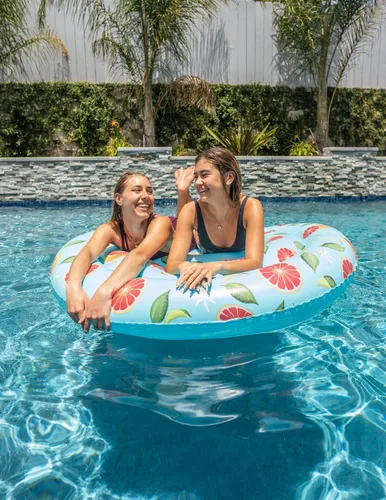 Miniatura 5 de PoolCandy Flotadores inflables para piscina, tumbonas, sillas de sol y piscinas de sol con estampado de pomelo Flotador de piscina con estampado