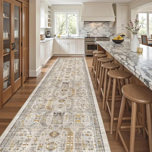 Miniatura 914 de Madane Tapete lavable de 2 x 10 pies para pasillo, cocina, recibidor, clásico, suave, antideslizante para interiores, casa de campo, baño, sala