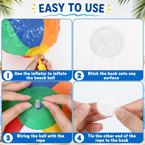 Miniatura 3 de 24 mini bolas inflables para decoración de fiestas deportivas, bolas pequeñas con ganchos de cuerda para colgar, piscina de verano, pelota de playa