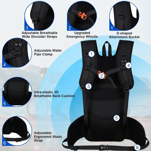 Miniatura 3 de Mochila de hidratación aislada con vejiga de agua de 3 litros, mochila de senderismo a prueba de fugas de 18 L, mochila de agua ligera para hombres