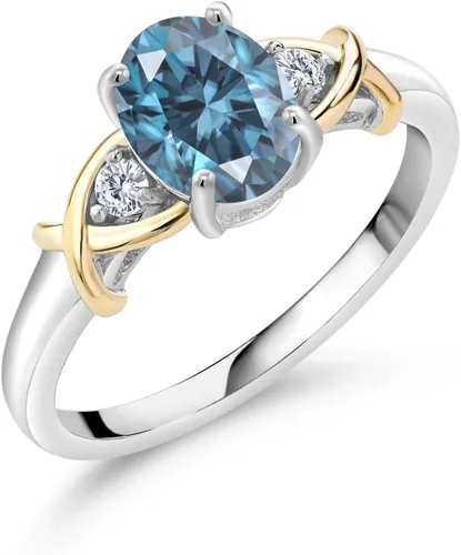 Miniatura 56 de Anillo de compromiso de oro amarillo de 10 quilates y plata 925 con piedra natal y diamantes cultivados en laboratorio para mujer, ovalado de 0.315