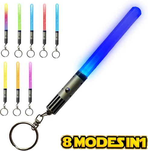 Miniatura 9 de LIGHTSABER - Llavero con luz LED, sable de luz brillante, 8 modos de cambio de color, 3 llaveros incluidos