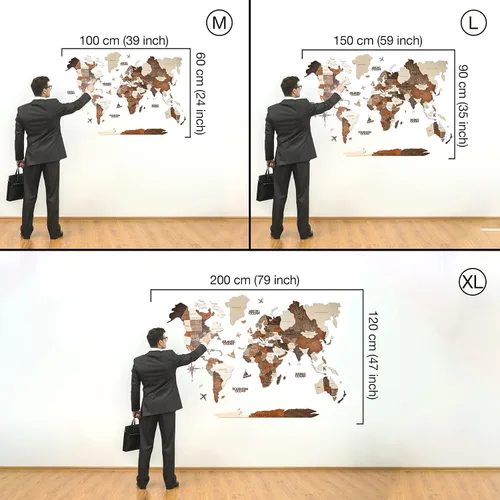 Miniatura 6 de Decoración para el hogar, mapa del mundo 3D de madera, mapa del mundo de madera, arte de pared para sala de estar, cocina y decoración del hogar.