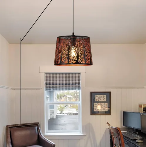 Miniatura 3 de Lámpara colgante moderna grande con cable de luz tejido hecho a mano de 14 pies, lámpara de interruptor regulable, lámpara colgante de linterna