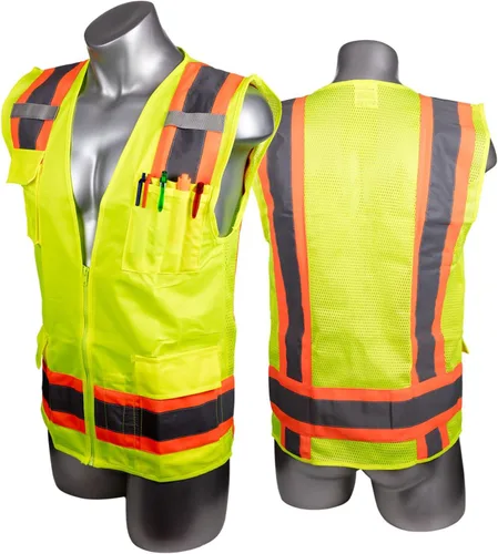 Miniatura 5 de Malta Dynamics Chaleco de inspección de seguridad amarillo de alta visibilidad, compatible con OSHA/ANSI, tamaño multi 1 Paquete