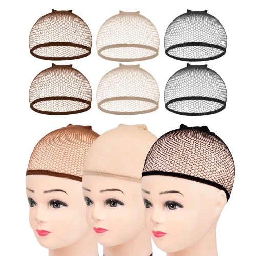 Miniatura 12 de MORGLES 6 gorras de peluca antideslizantes, de malla negra, para mujeres y hombres, red de cabello tejido de malla cerrada Negro
