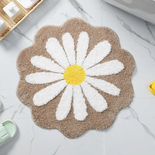 Miniatura 10 de Bonita alfombra de baño, alfombra antideslizante de absorción de agua, suave, lavable a máquina, para dormitorio, cocina, baño, inodoro, 25.6 x 25.6