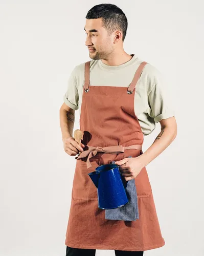 Miniatura 4 de Caldo Delantal de cocina Crossback para cocinar, para hombre y mujer, delantal profesional para chef o servidor, estilo cruzado ajustable, rústico