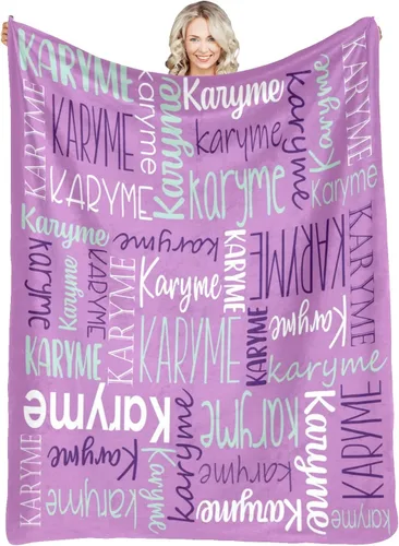 Miniatura 10 de Mantas personalizadas con nombres, regalos para bebés, niñas y niños, manta personalizada de vellón suave y sherpa con nombre para niños y adultos