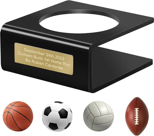 Cooyes Soporte de bola de acrílico personalizable - Soporte de exhibición para baloncesto, fútbol, rugby, voleibol, fútbol, soporte para pelotas con