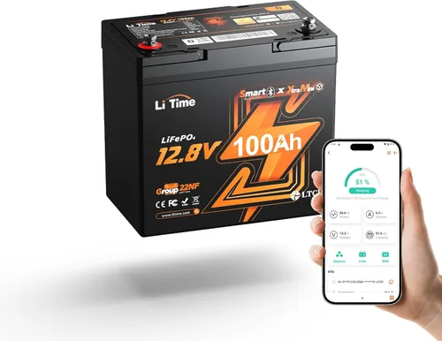 Miniatura 24 de Litime Batería LiFePO4 para motores de trolling de 12V 100Ah (Grupo 31), baterías de litio Bluetooth de 12 voltios, máx. 15000 ciclos profundos