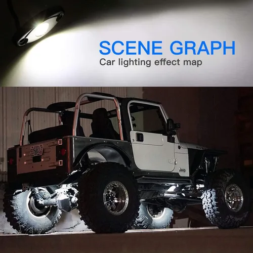 Miniatura 2 de Luz LED de 4 cápsulas para Jeep, ATV, SUV, todoterreno, coche, camión, barco, mapa, luces de carga, bajo la carrocería, luz LED de neón, Blanco