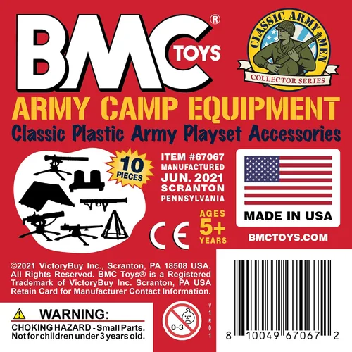 Miniatura 4 de BMC Classic - Juego de accesorios de plástico para hombre, 10 unidades de campamento militar, fabricado en EE. UU Rojo