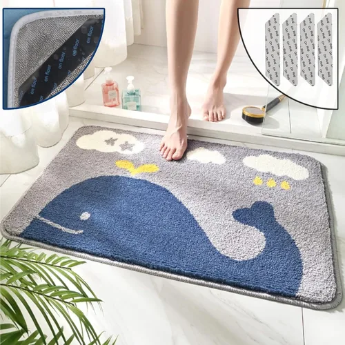 Miniatura 17 de Alfombras de baño de lujo, de 0.78 pulgadas de grosor, extra suaves, absorbentes, no se desprende, se lavan a máquina, alfombra de felpa lanuda Aa001