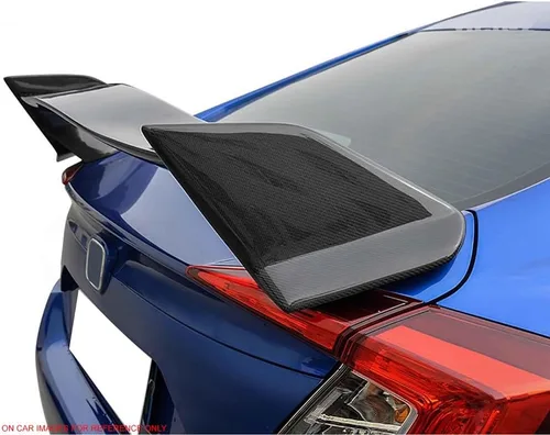 Miniatura 2 de IKON MOTORSPORTS, Alerón de maletero prepintado compatible con Honda Civic 4Dr Sedan 2016-2021, TR pintado #731513 Centro negro brillante y tapa