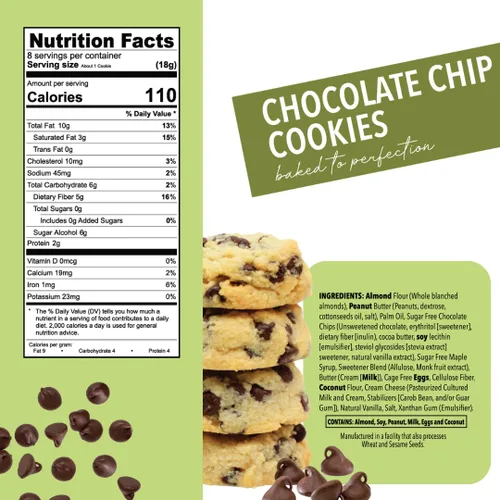 Miniatura 2 de Too Good Gourmet Paquete de 3 galletas con chispas de chocolate keto, aperitivos bajos en carbohidratos, aperitivos sin azúcar para niños y adultos