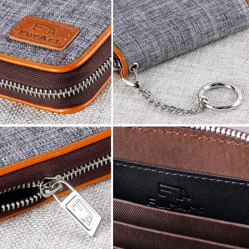 Miniatura 5 de FurArt Cartera con Cremallera para Mujeres, Cartera con Bloqueo RFID para Tarjetas de Crédito, Portador de Tarjetas de Presentación, Cartera Llavero