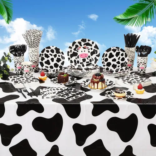 Miniatura 6 de Potchen 452 piezas temáticas de suministros de fiesta para 50 invitados, platos de papel, servilletas, vasos, manteles, cubiertos y pajitas