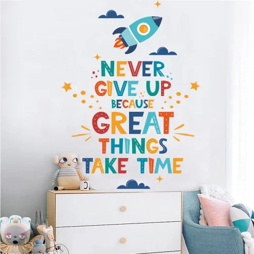 Miniatura 5 de Calcomanías de pared inspiradoras, calcomanías de pared extraíbles con texto motivacional con letras positivas, calcomanía de frase "Never Give Up