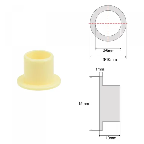 Miniatura 2 de uxcell Rodamientos de manga con bridas 0.315 in diámetro interior 0.394 in OD 0.394 in longitud POM envueltos bujes sin aceite amarillo 4pcs