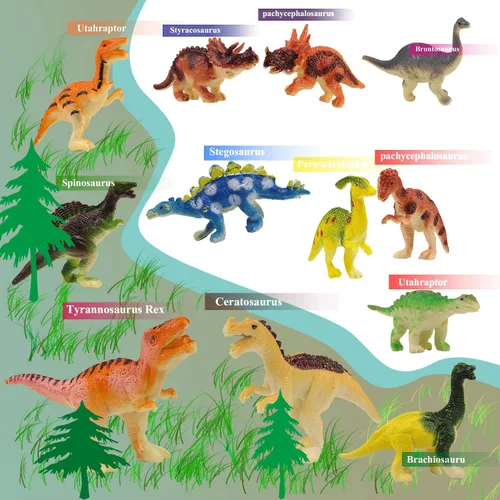 Miniatura 3 de HAPTIME Figuras de dinosaurio mini surtidas de plástico, pequeña figurita de dinosaurio, juguete pequeño de dino de 1.5 pulgadas - 3 pulgadas, ideal