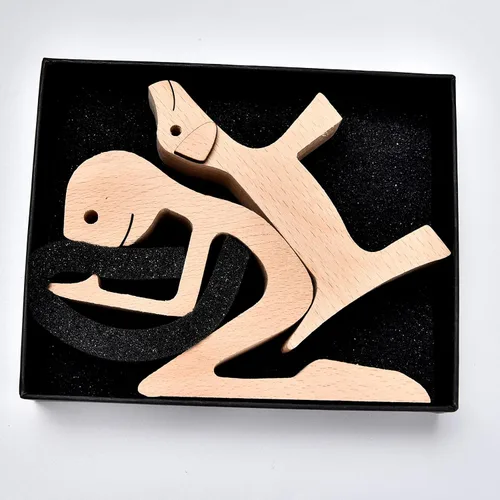 Miniatura 3 de ISHINE Wood Decor Wooden Statue Man and Dog Figurine Handmade Carved Creative Home Office Gift for Men Women Accents Decoration Natural ECO Friendly