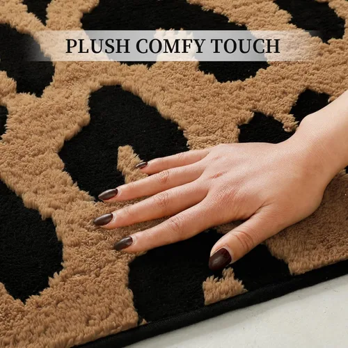 Miniatura 7 de YIHOUSE Alfombras de leopardo de 6 x 9 pies, alfombra suave de felpa lavable de pelo alto y bajo, antideslizante, no desprende pelusa, alfombra