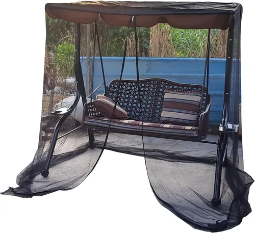 Miniatura 9 de Mosquitera para columpio con techo impermeable, cubierta rectangular de malla para toldo para patio al aire libre, porche, 2/3 plazas, protección