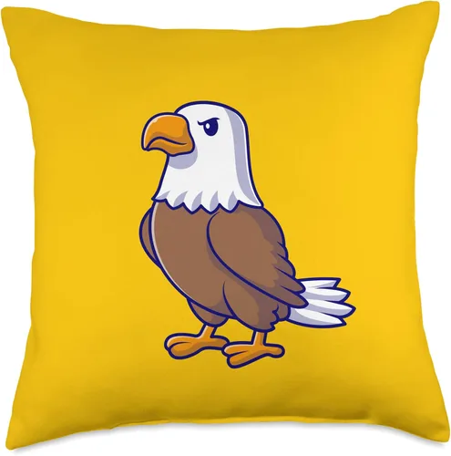 Miniatura 4 de Cute American Bald Eagle Funny Hawk Bird Cartoon Yellow Throw Pillow