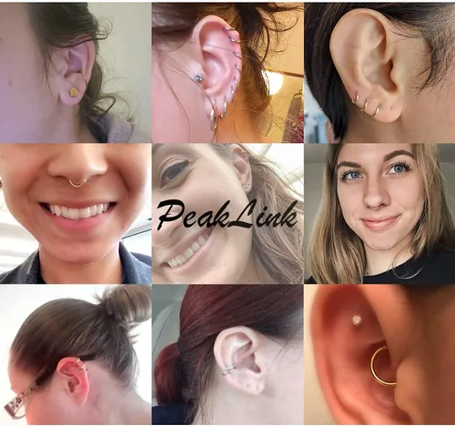 Miniatura 6 de PEAKLINK - Piercing de aro para la nariz de 20 g, 18 g, 16 g, 14 g, 12 g, 10 g, 8 g, de acero inoxidable con bisagras, segmento sin uniones