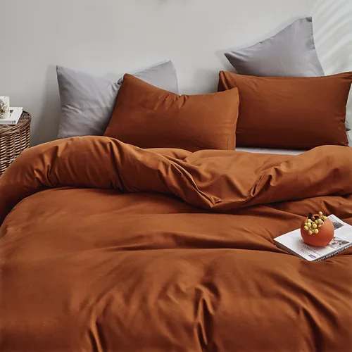 Miniatura 2 de Houseri - Juego de edredón color naranja tostado, tamaño King, ropa de cama terracota, 3 piezas, para mujeres y hombres, edredón naranja tostado
