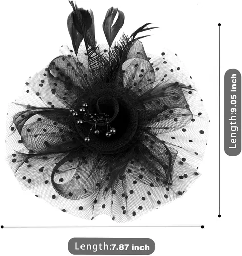 Miniatura 4 de SHUERIET Women's Fascinator Hat with Feathers Flowers,Headband Hair Clip for Weddings,Mesh Church Derby Tea Party