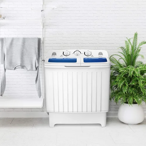 Miniatura 6 de RELAX4LIFE Lavadora y centrifugadora portátil de 20 libras de capacidad, temporizador, mini lavadora y secadora semiautomática para apartamento