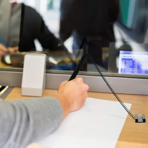 Miniatura 5 de Zonon Bolígrafo seguro con cadena adhesiva, bolígrafo de tinta negra con base y bobina de plástico para el hogar, banco, oficina, hotel, suministros