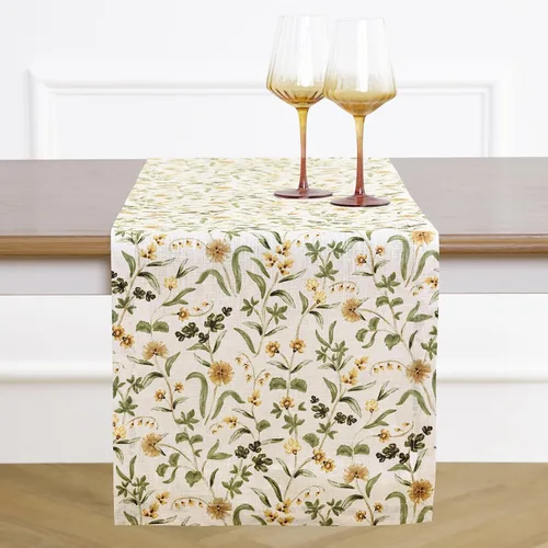 Miniatura 15 de Solino Home Camino de mesa con estampado floral rosa de 36 pulgadas, camino de mesa de lino 100% puro de 14 x 36 pulgadas para primavera, verano