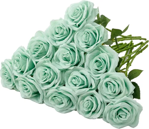 Miniatura 40 de Carlita's Blooms 15 piezas Rosas Falsas Flores Artificiales de Seda Flor Rosa Falsa Tallos Largos Ramo para Arreglo Centro de Mesa de Boda Fiesta