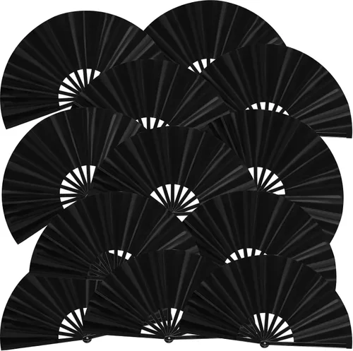 Miniatura 12 de Blulu 8 piezas de abanicos grandes plegables para baile en línea de 13 pulgadas, abanico en el suelo para baile en línea para mujeres y hombres