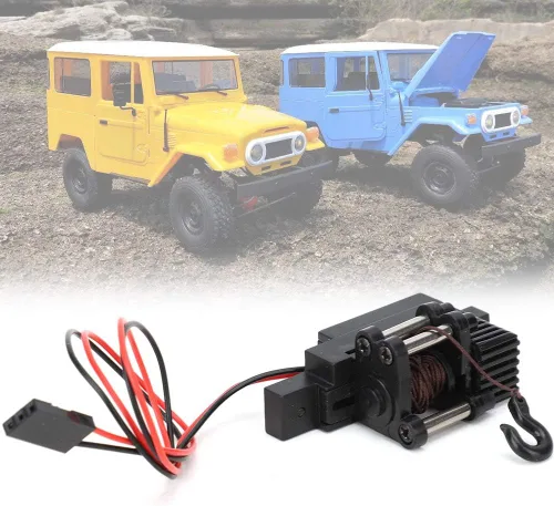 Miniatura 5 de Qiilu Cabrestante Rc Winch 1 16 Negro Plástico Metal Plástico Metal Cabrestante Automático Piezas de actualización Accesorios Ajuste para 1 16 RC