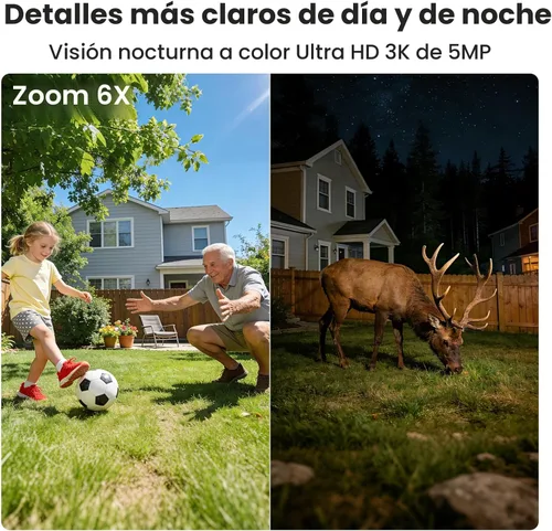 Miniatura 2 de SOLIOM - Cámaras de seguridad de 5MP inalámbricas para exteriores, sin suscripción y energía solar, paquete de 2 cámaras de seguridad para el hogar