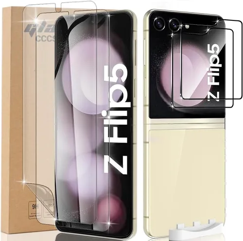 Miniatura 8 de Protector de pantalla de privacidad 8 en 1 para Samsung Galaxy Z Flip 5, interior suave EPU flexible, protector de pantalla frontal y trasera