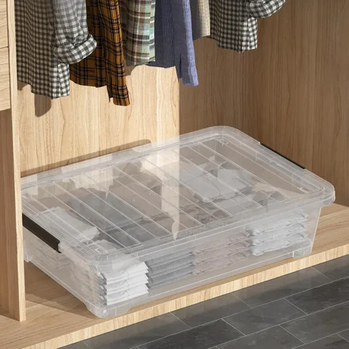 Miniatura 5 de 3 paquetes de 40 cuartos de galón de caja de almacenamiento grande debajo de la cama, contenedores de almacenamiento con ruedas debajo de la cama