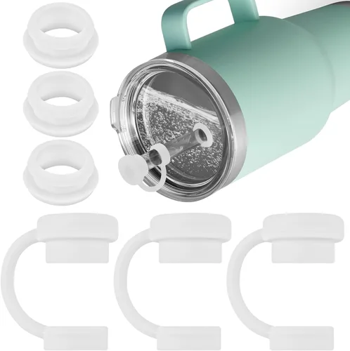Miniatura 9 de ERKOON Juego de tapones de silicona para derrames compatible con vasos de paja YETI, accesorios para vasos, funda de popote de silicona, protectores