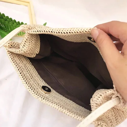Miniatura 6 de Aphoraeny Bolsa de playa de paja para mujer, bolsa de hombro, bolso de mano para mujer