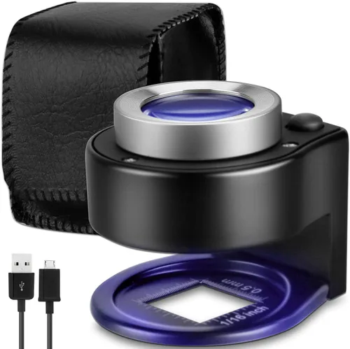 JEYUME Lupa de lupa 30X, lupa portátil recargable para joyeros, lupa con luz púrpura y luz blanca, herramienta de joyería para monedas, joyas,