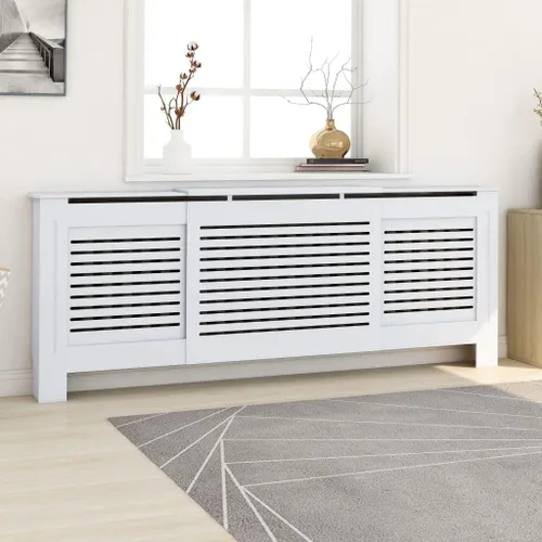Miniatura 8 de 2 piezas de MDF para el hogar, calentador de sala de estar, soporte lateral para calefacción, cubierta de radiador, estante de gabinete de Blanco