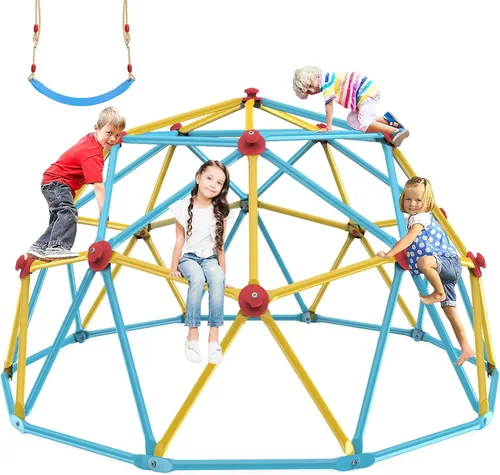 Miniatura 2 de Easyego Cúpula de escalada, gimnasio de jungla de 10 pies con columpio para niños de 3 a 10 años, equipo de juego al aire libre, soporta 800 libras