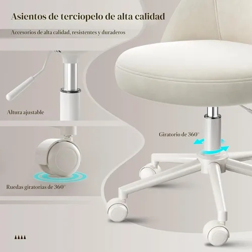 Miniatura 9 de EnHomee Silla de tocador con ruedas, silla de oficina pequeña con respaldo, bonita silla de escritorio sin brazos para sala de maquillaje, oficina