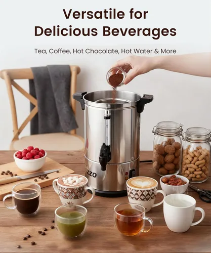 Miniatura 7 de Commercial Coffee Maker 40-Cup Large Coffee Urn with Percolator Coffee Pot Electric 6L Stainless Steel Fast Brew Hot Water Dispenser for Tea