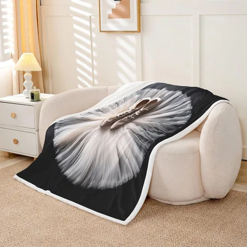 Miniatura 3 de Erosebridal Manta de forro polar para danza de ballet, manta para niñas y niños con diseño de traje de bailarina, manta de felpa con falda blanca